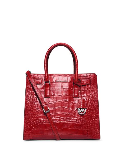 michael kors red tote bag|michael kors embossed tote.